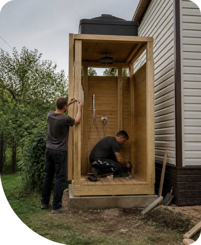Строительство и монтаж летнего душа под ключ в Саратове